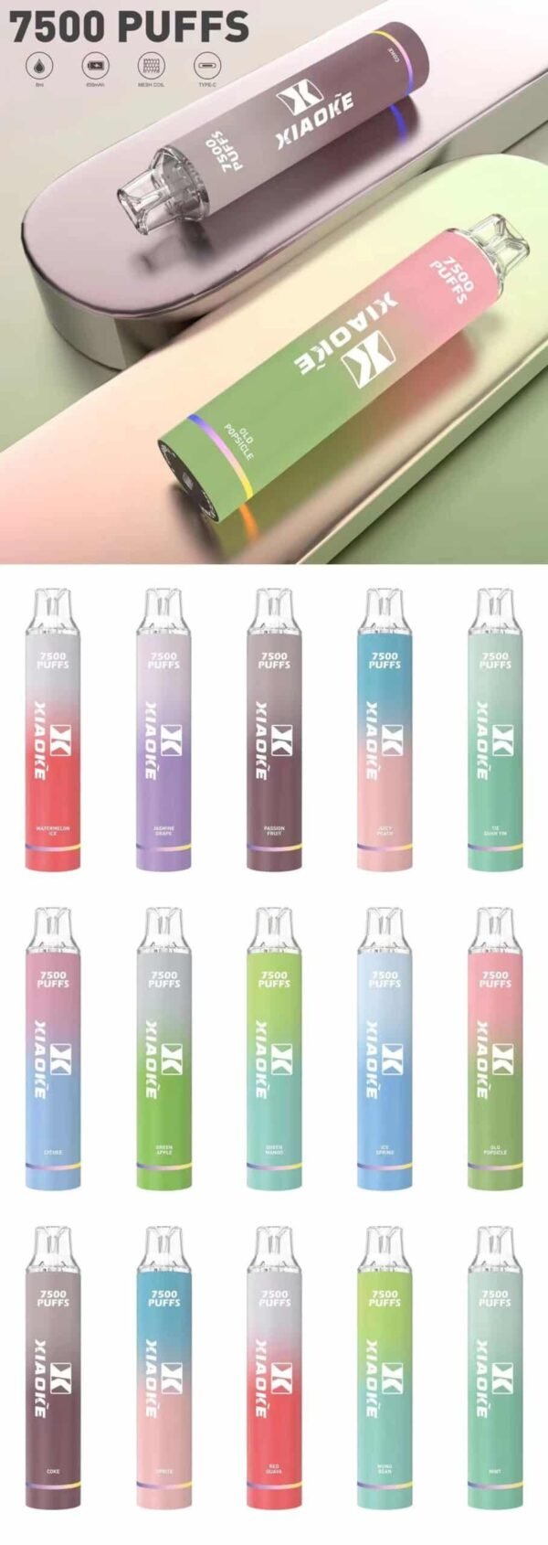 1-1-scaled-1.jpg XIAOKE 7500 PUFFS 梟客棄式抛電子煙 一次性霧化桿