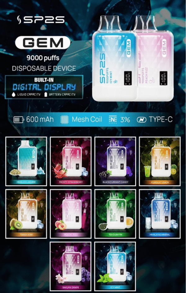 1 SP2S GEM 9000 PUFFS 拋棄式電子煙 一次性霧化桿