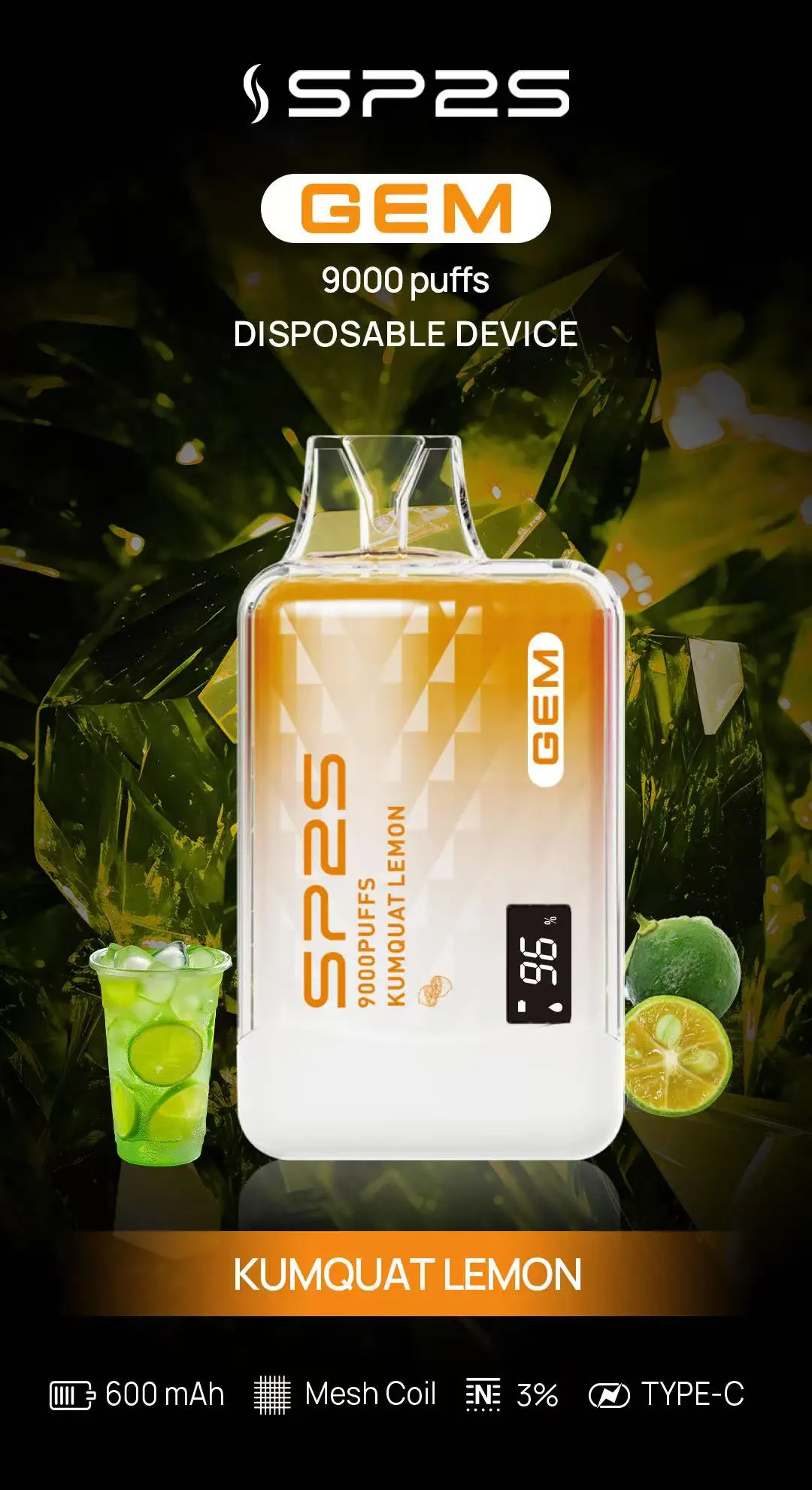 SP2S SP2S GEM 9000 PUFFS 拋棄式電子煙