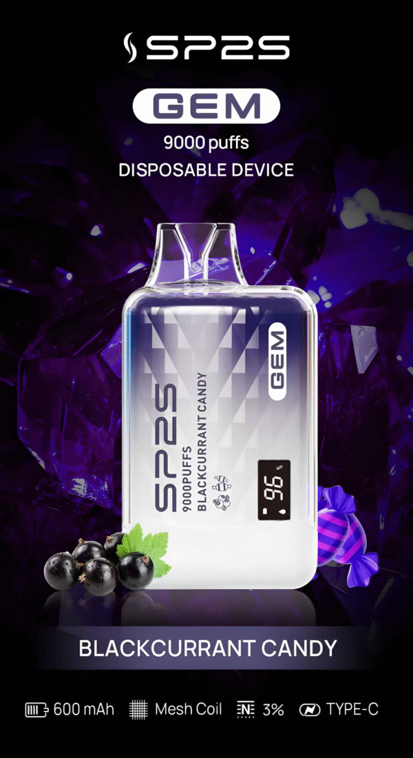 黑加侖糖果 SP2S GEM 9000 PUFFS 拋棄式電子煙 一次性霧化桿