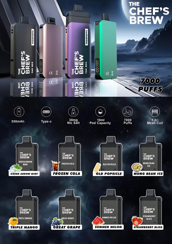 廚師佳釀煙彈 CHEF’S BREW｜大容量換彈式電子煙主機 買3盒加送主機