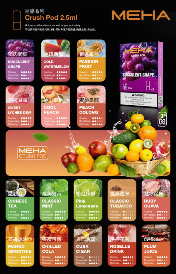 1 Meha五代煙彈 魅嗨霧化彈一盒三入 2.5ml顆 全新上市