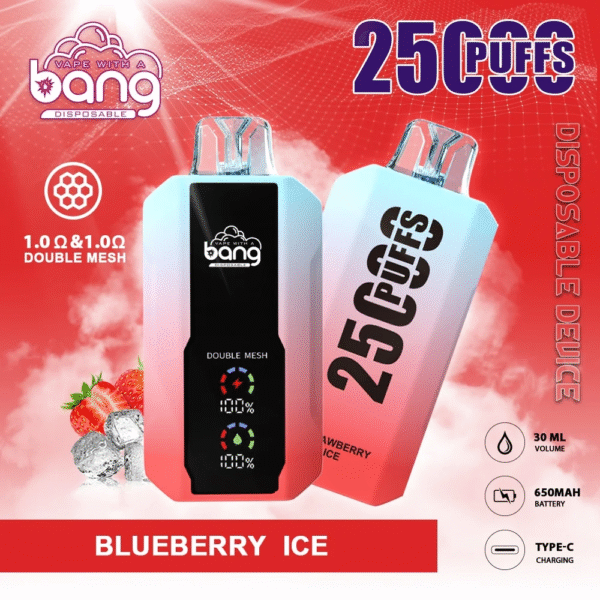 草莓冰 Bang 25000 Puffs拋棄式電子煙 超大屏幕 超大容量 可充電