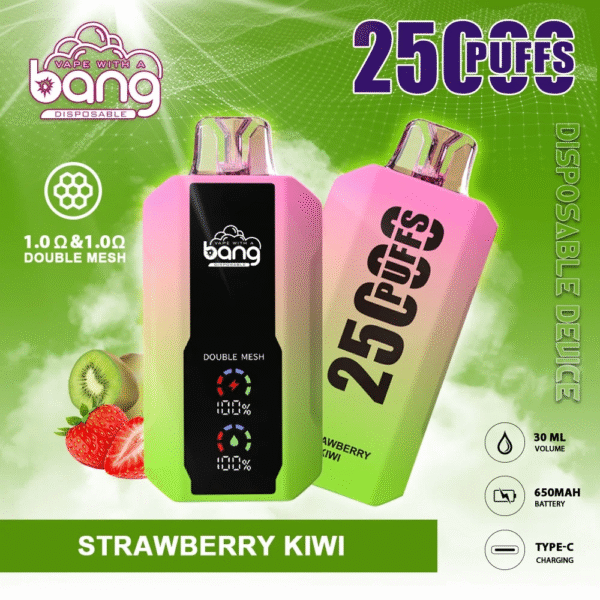 草莓奇異果 Bang 25000 Puffs拋棄式電子煙 超大屏幕 超大容量 可充電