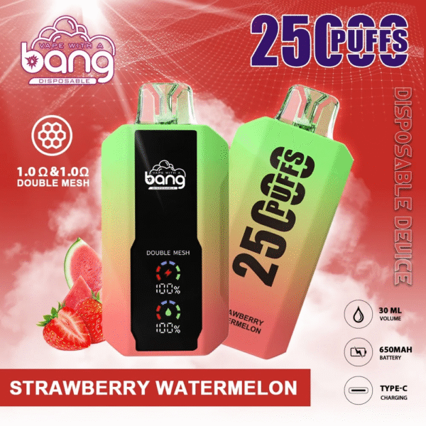 草莓西瓜 Bang 25000 Puffs拋棄式電子煙 超大屏幕 超大容量 可充電