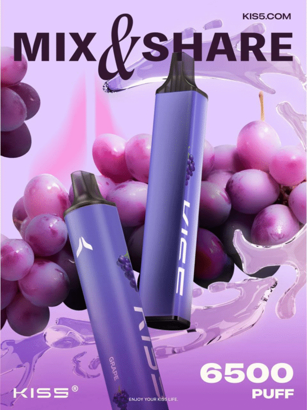葡萄 KIS5 6500口拋棄式電子煙 鎧斯一次性煙桿 MIX&SHARE