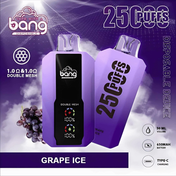 葡萄冰 Bang 25000 Puffs拋棄式電子煙 超大屏幕 超大容量 可充電