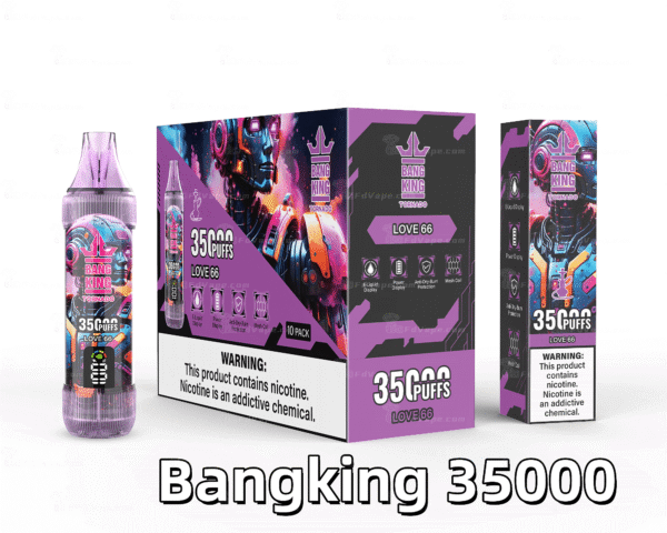 BANG KING 35000 PUFFS 愛情66 BANG KING 35000 PUFFS 龍捲風 一次性抛棄式霧化筆狀電子煙 超大容量 充電帶顯示屏
