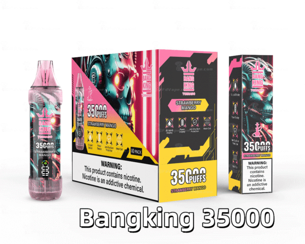BANG KING 35000 PUFFS 草莓芒果 BANG KING 35000 PUFFS 龍捲風 一次性抛棄式霧化筆狀電子煙 超大容量 充電帶顯示屏