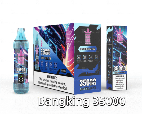 BANG KING 35000 PUFFS 藍莓覆盆子 BANG KING 35000 PUFFS 龍捲風 一次性抛棄式霧化筆狀電子煙 超大容量 充電帶顯示屏