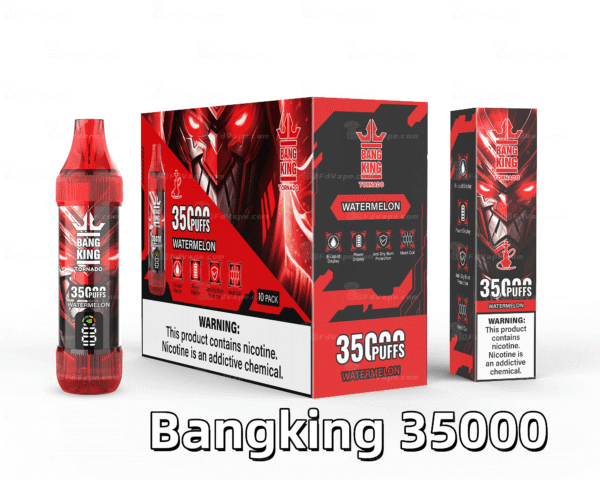 BANG KING 35000 PUFFS 西瓜 BANG KING 35000 PUFFS 龍捲風 一次性抛棄式霧化筆狀電子煙 超大容量 充電帶顯示屏