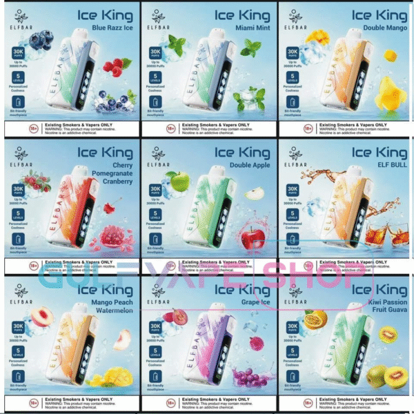 ELFBAR ICE KING 30000 Puffs 一次性電子煙 首頁 ELFBAR ICE KING 30000口 一次性電子煙 王嘉爾同款 五段可調 台灣現貨