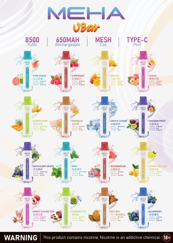 新品上市 MEHA VBar小白條 魅嗨 8500 PUFFS 一次性抛棄式