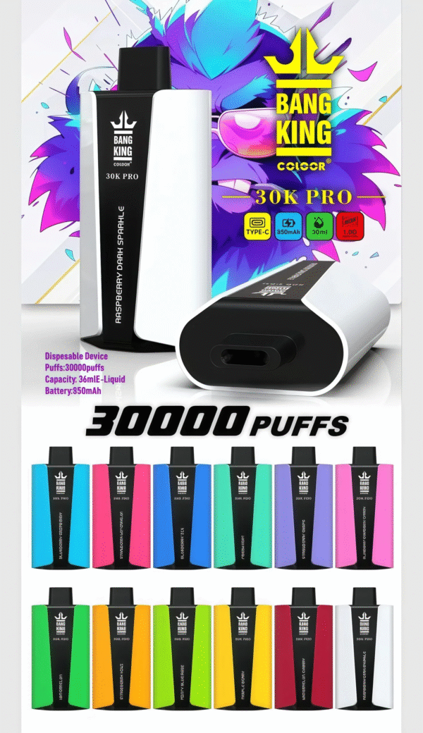 BANG KING 30000 Puffs Pro 拋棄式電子煙 首頁1 BANG KING 30000 Puffs Pro 拋棄式電子煙|大容量持久型小煙|多口味選擇 台灣現貨