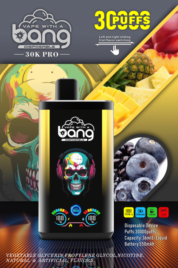 Bang 30000 Puffs PRO一次性電子煙 黑龍冰芒果菠蘿桃子 Bang 30000 Puffs PRO一次性電子煙 獨特雙口味設計 超大容量 爆款